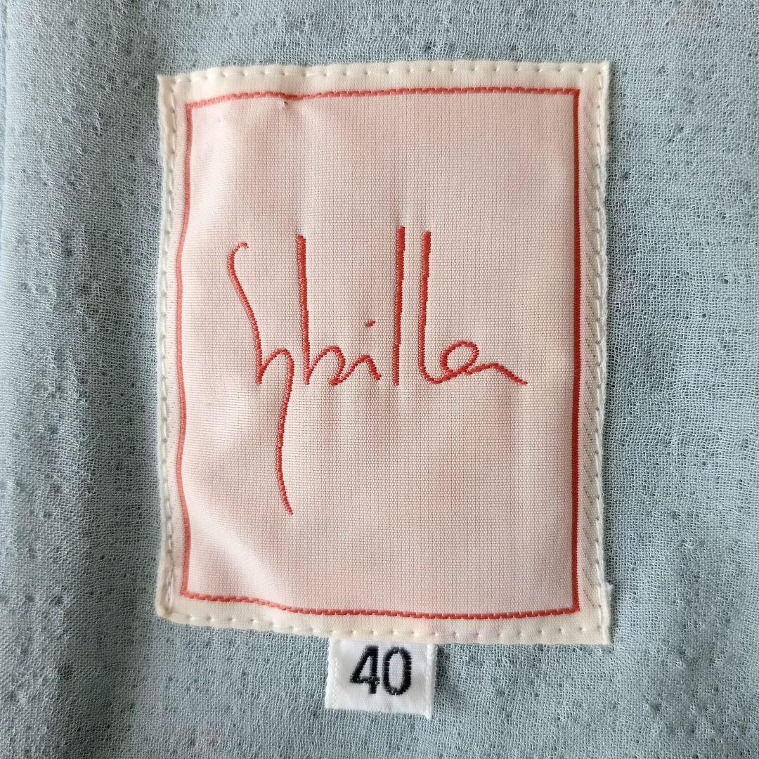 新品タグ付き✨シビラ　ロングワンピース　ドット刺繍　リボン　シアー　グリーン M シビラ ロングワンピース ドット刺繍 ベルト グリーン系 L