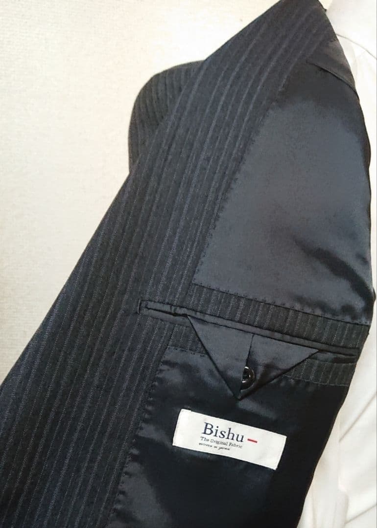 A5 秋冬物メンズスーツ 紺系 ストライプ/ワンタック/新品/ビジネス/総裏