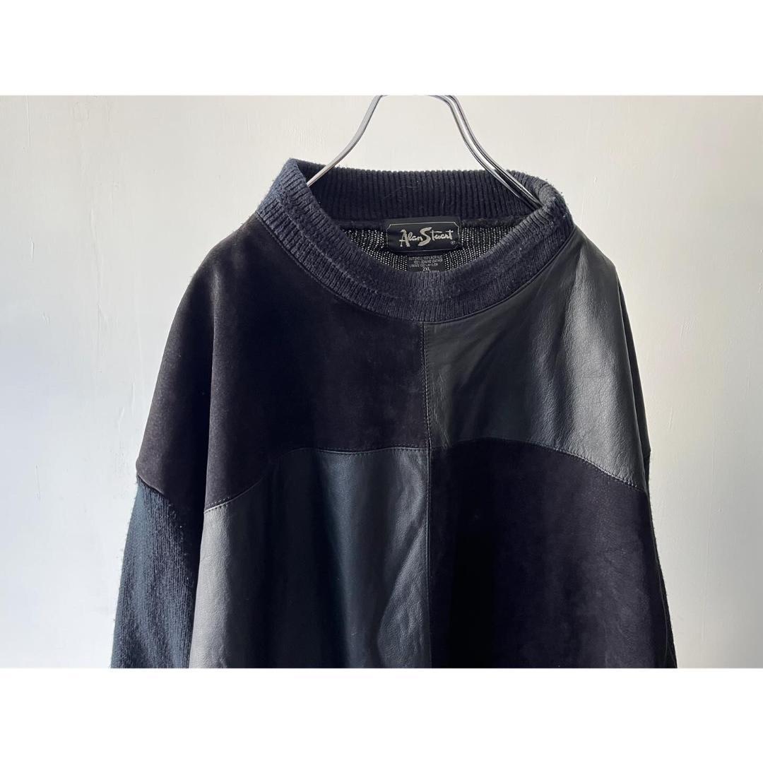 【スーパーセール】 Daisy様用【古着】Alan レザーxスウェード切り替えし Stuart トップス