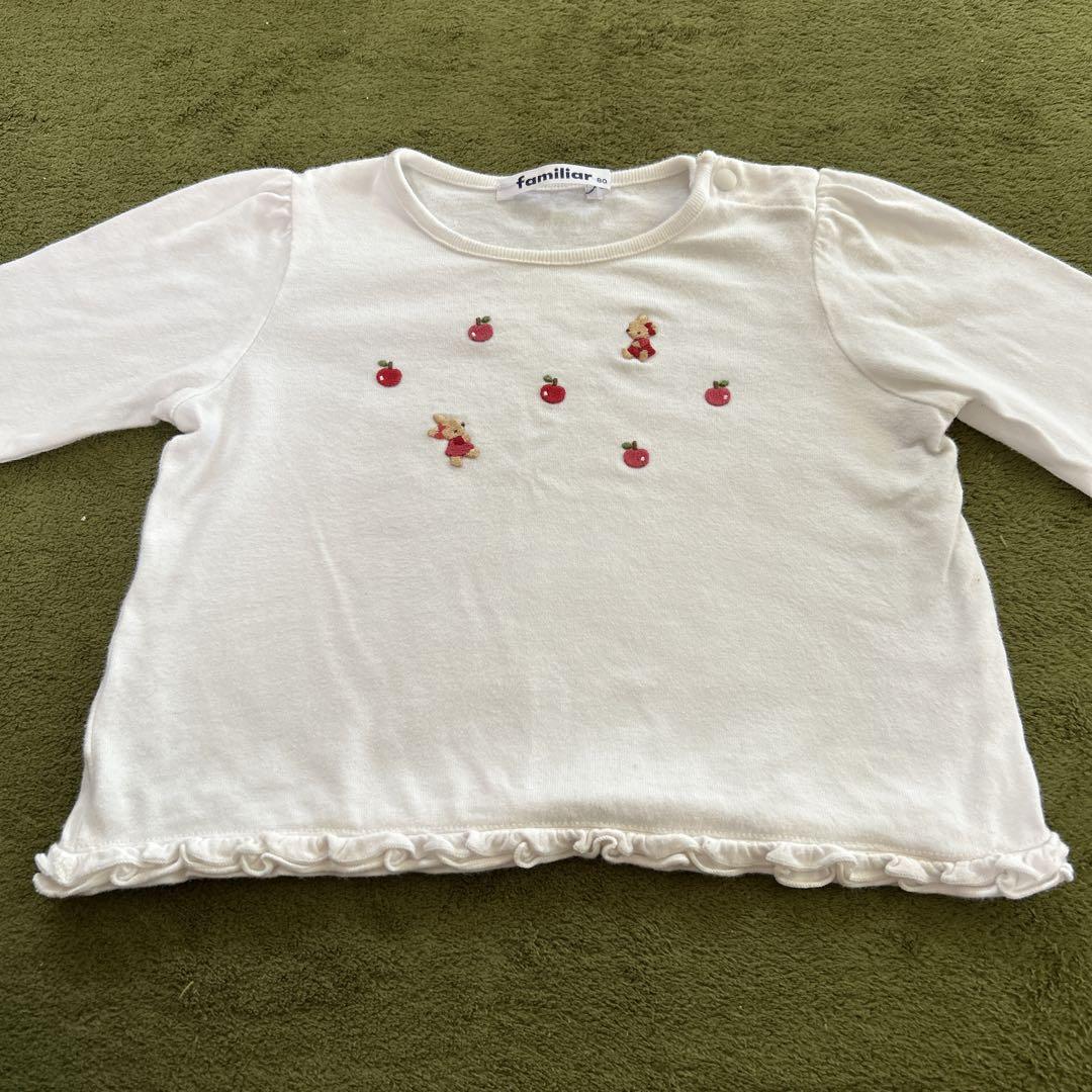 familiar フルーツとファミちゃんリアちゃん刺繍 Tシャツ 80cm