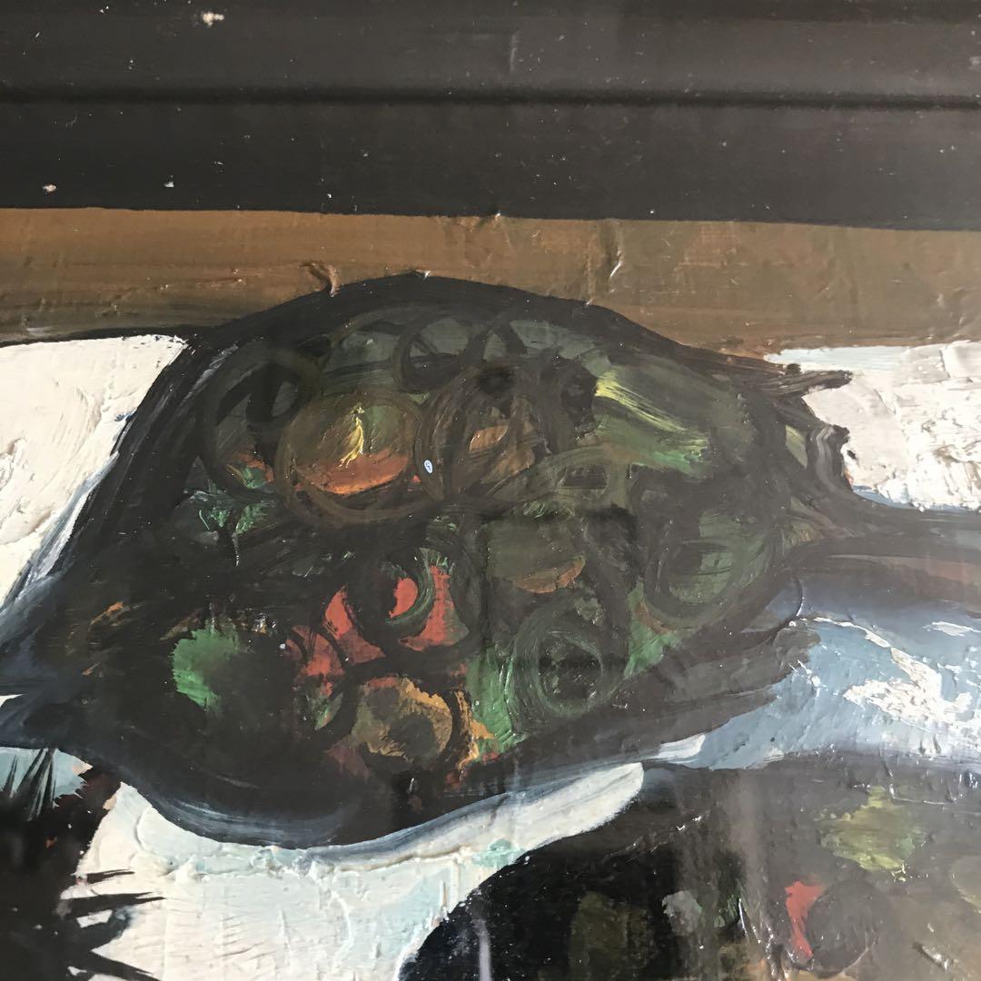 油絵 サイン有り「Les Deux TURBOTS.」油彩 油画 B