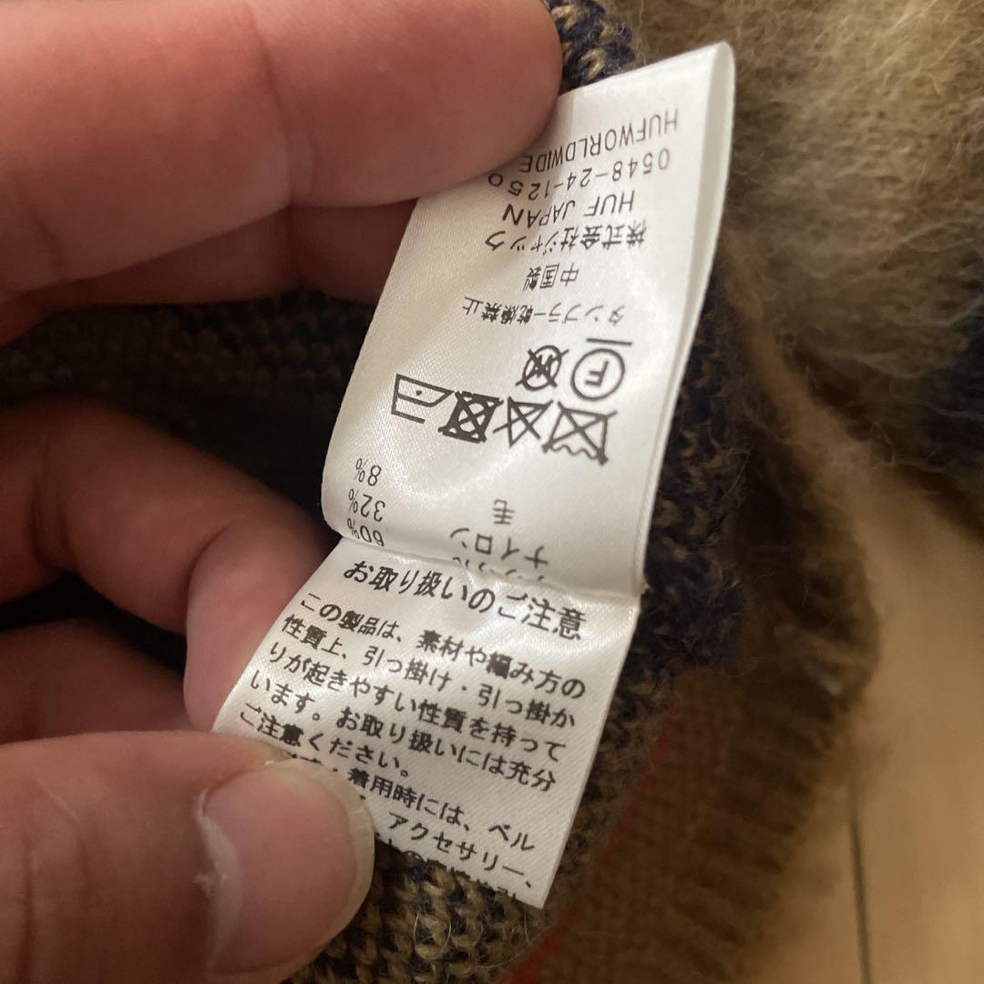 HUF カーディガン XL ベージュ柄入り