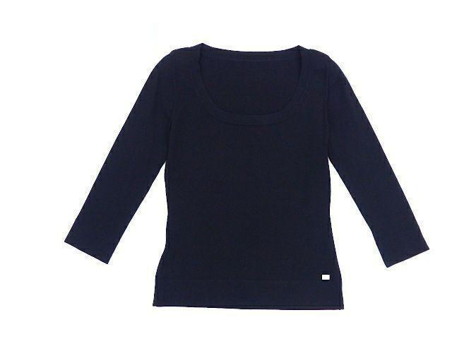 美品★FOXEY/フォクシーニットトップス 40 ブラック ロゴプレート付