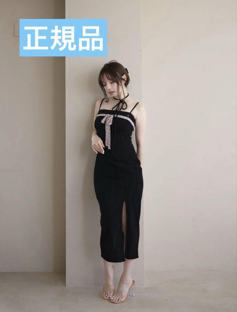 andmary Della ribbon dress ブラック お値下げ