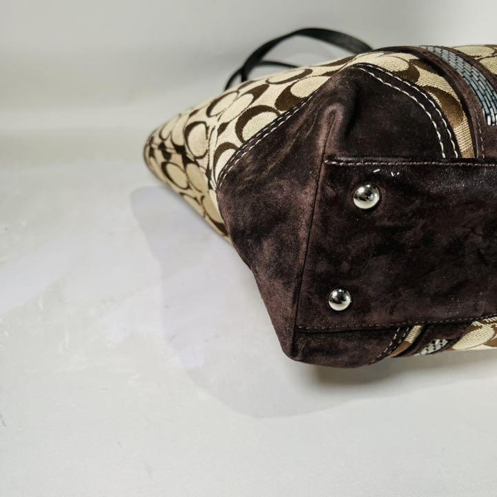 ックなど 美品 シグネチャー ブラウン 定番 人気 iCg5z-m19735061061 COACH コーチ トートバッグ らくらくメ