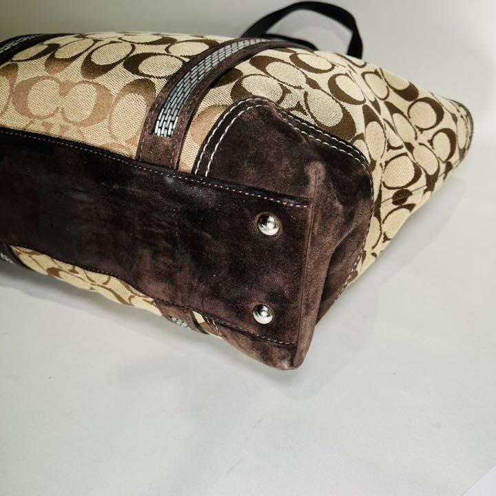 ックなど 美品 シグネチャー ブラウン 定番 人気 iCg5z-m19735061061 COACH コーチ トートバッグ らくらくメ
