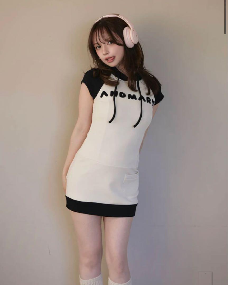 andmary Mary logo mini dress black