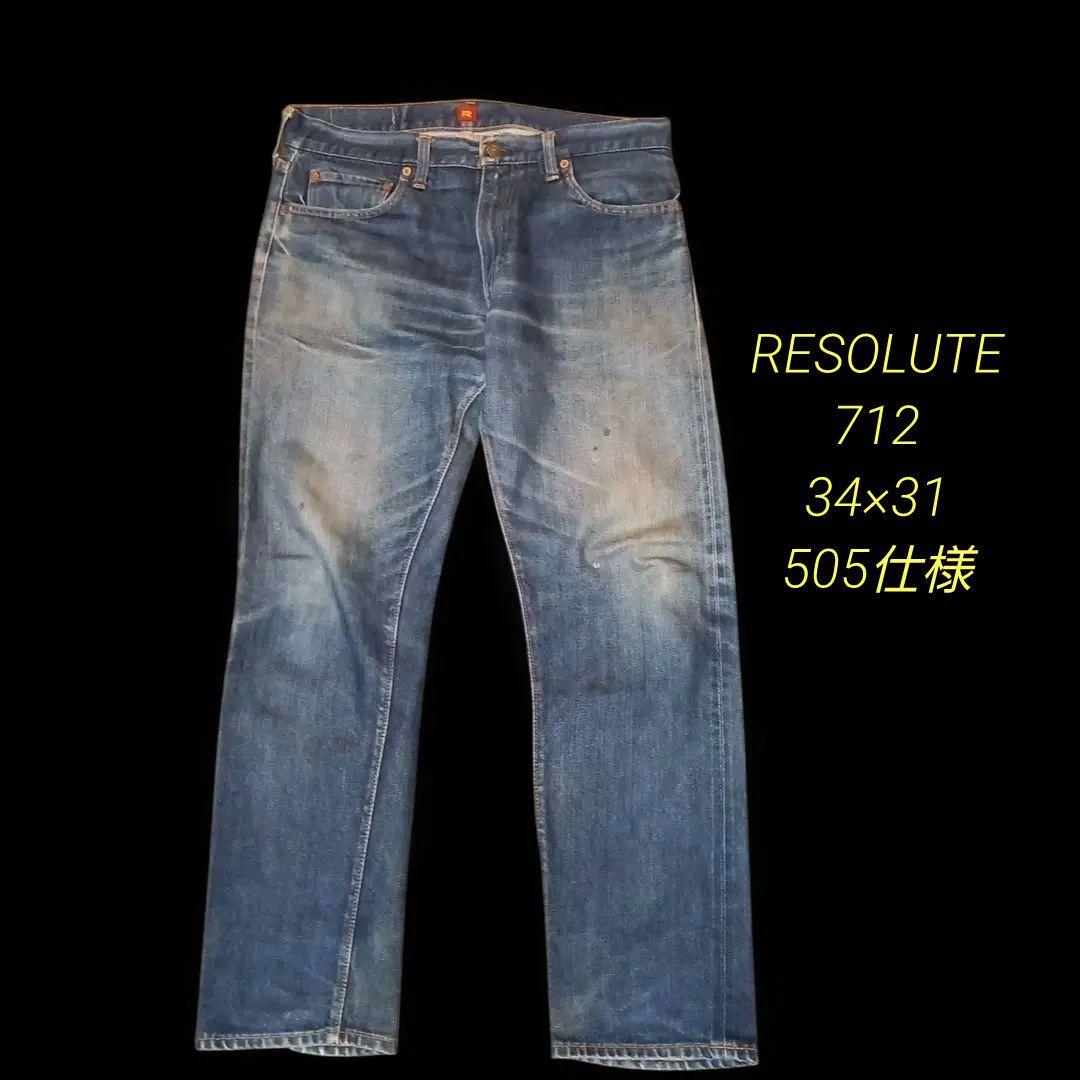 雰囲気抜群 リゾルト デニム 712 インディゴ 色落ち超抜 サイズ 34×31XL LL RESOLUTE