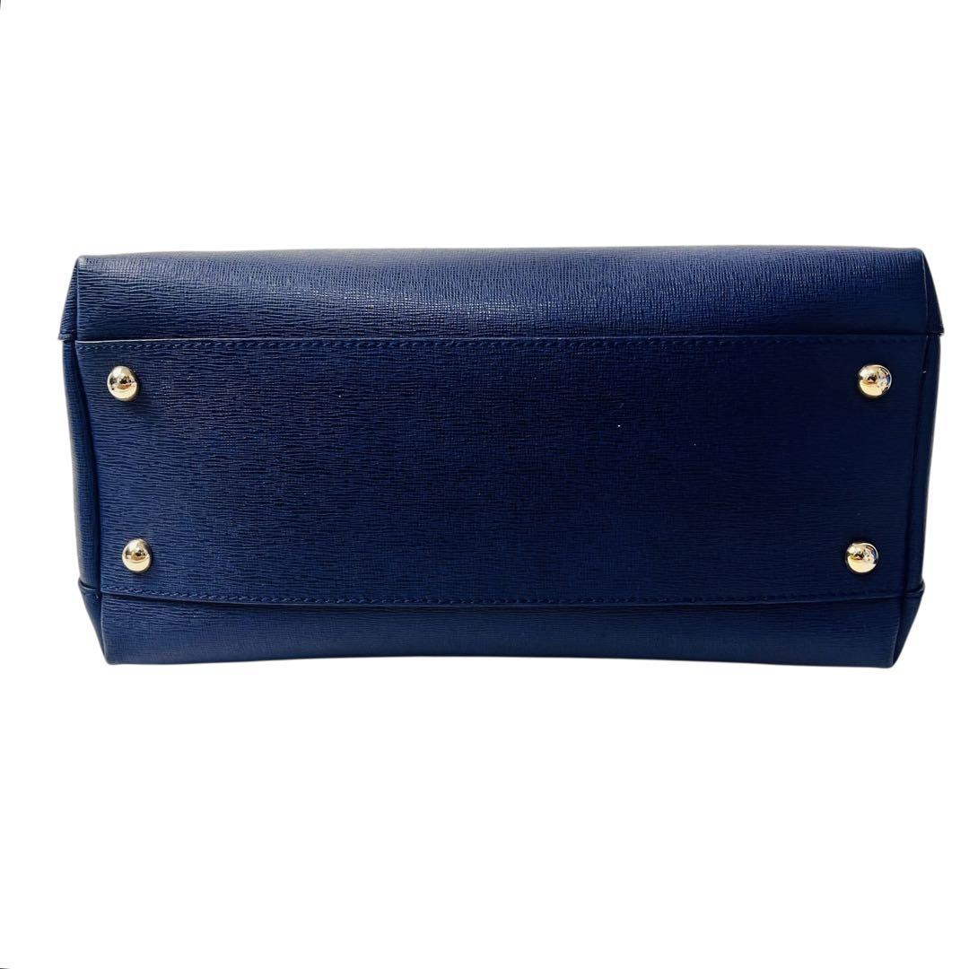 美品✨FURLA フルラ パイパー 2way ショルダーバッグ 南京錠 ネイビー