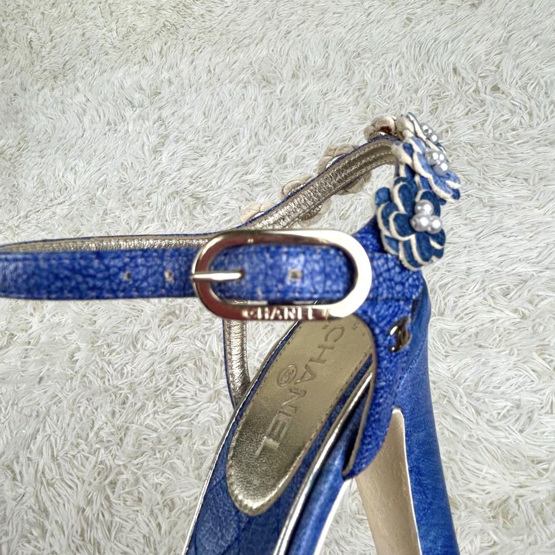 ヒールの横にさりげなくロゴマーク♪【CHANEL】バイカラー 良品】CHANEL サンダルハイヒールココマーク22.5