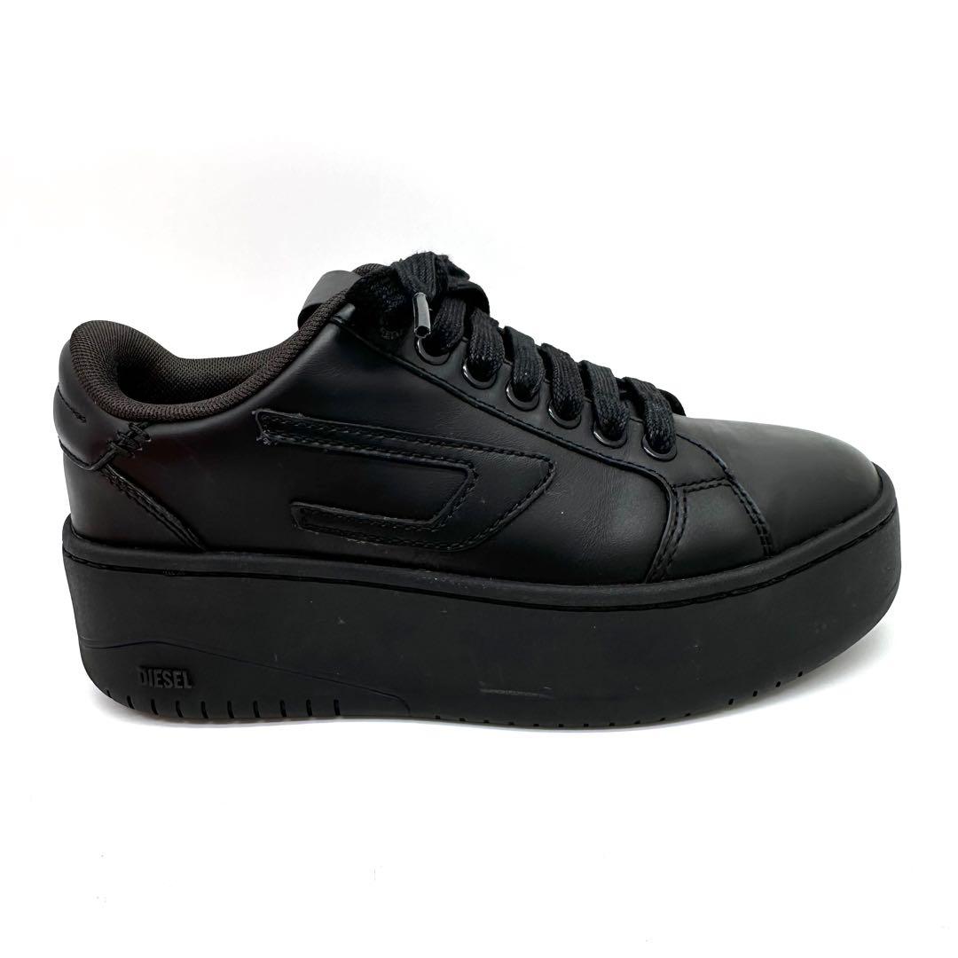 DIESEL スニーカー プラットフォーム 厚底 ローカット ロゴ 美品〉DIESEL ディーゼル【22.5】カウレザープラットフォーム