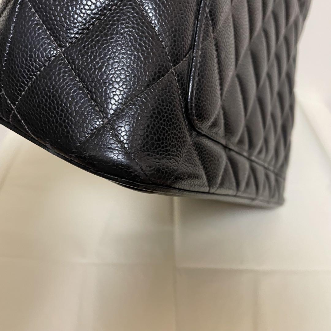 シャネル 復刻トート バッグ ブラック キャビアスキン ゴールド金具