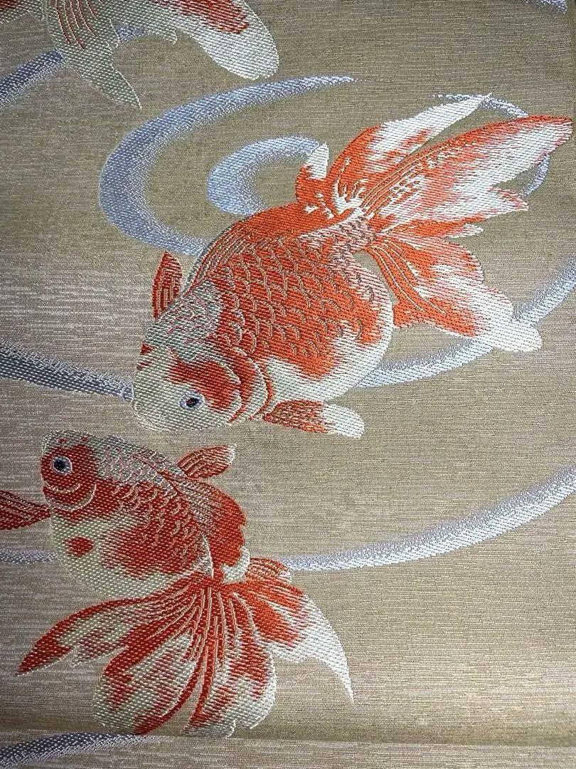 驚きの値段 帯 未仕立て メルカリ - 絹芯付き 金魚 着物・浴衣