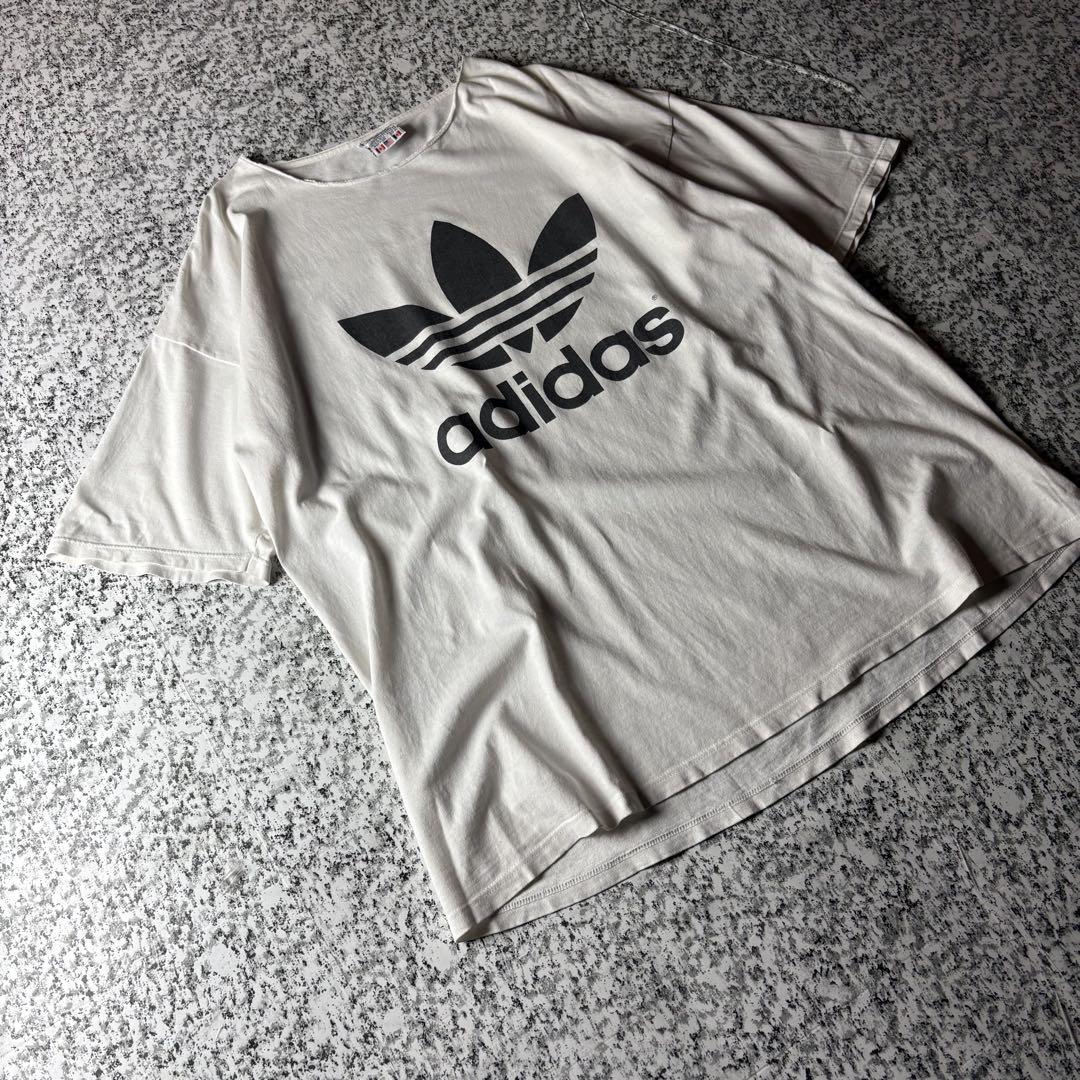 【80s USA製】アディダス　万国旗タグ　トレフォイル　カットオフTシャツ