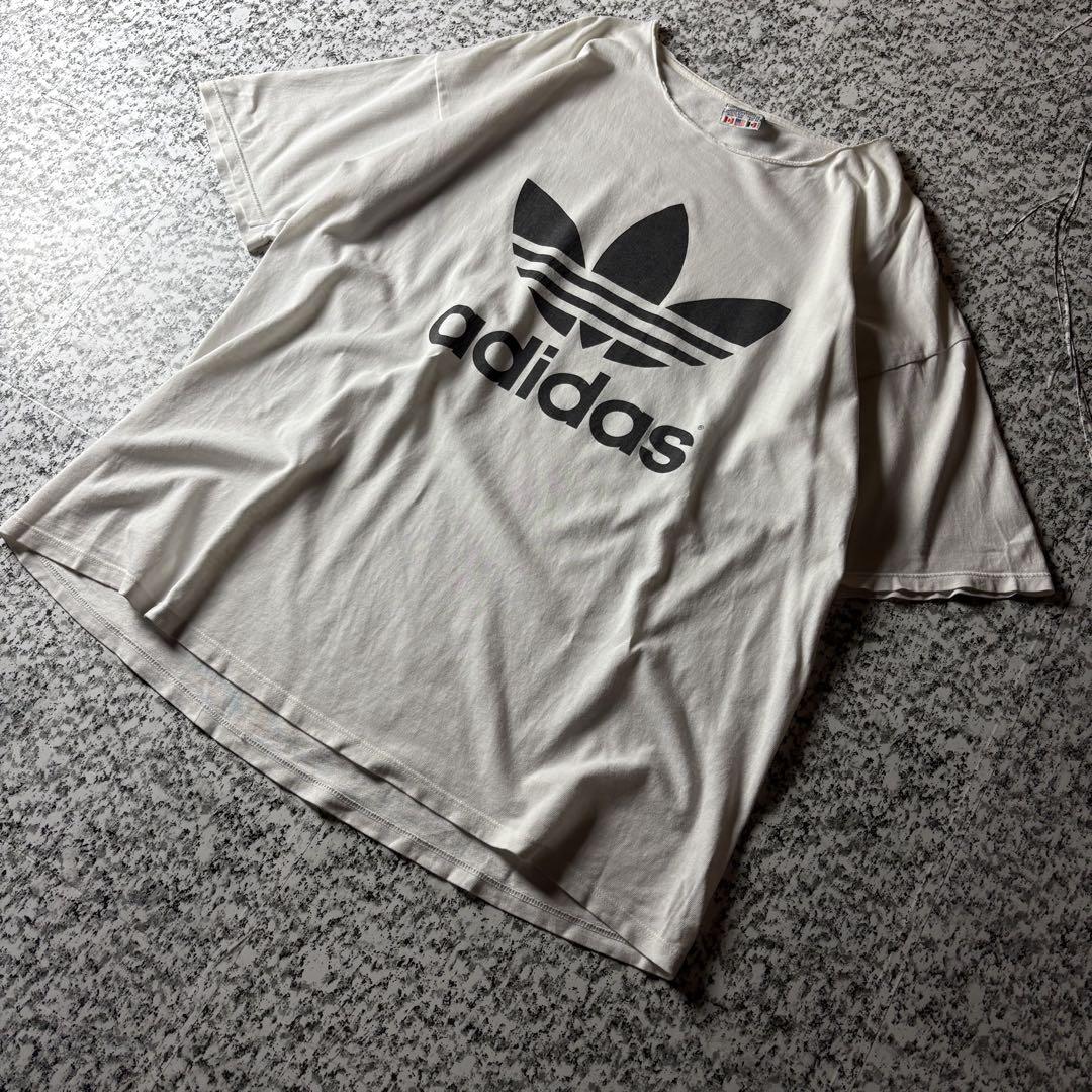 【80s USA製】アディダス　万国旗タグ　トレフォイル　カットオフTシャツ