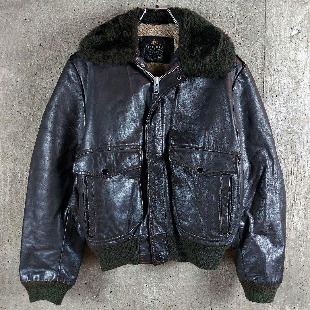 70s' cooper USA製 A2 レザー タロン ボア フライトジャケット 70s' cooper USA製 A2 レザー タロン ボア フライトジャケット