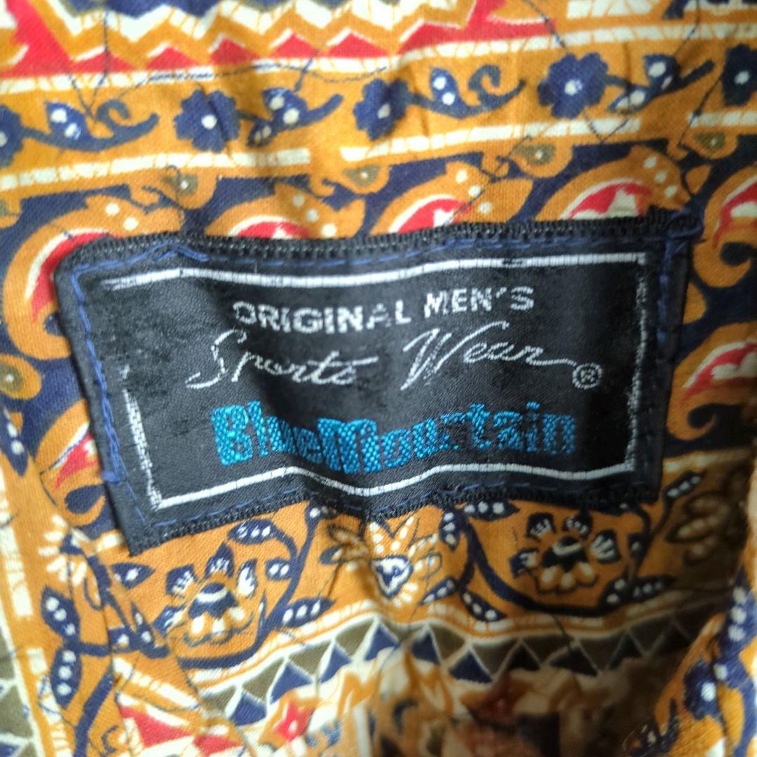 半袖シャツ　柄シャツ　エスニック柄　M　ヴィンテージ　レトロ　オープンカラー