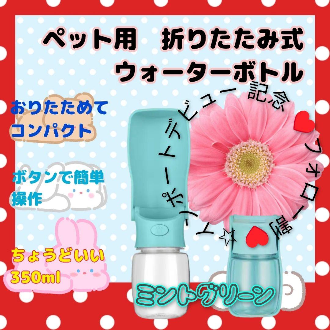 【大特価】折りたたみ式ウォーターボトル350ml☆ミントグリーン☆ろ過フィルタ！