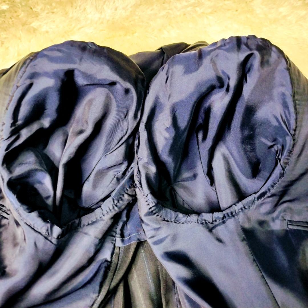 美品✨️ランバンコレクション 春夏素材 背抜き ネイビー ストライプスーツ XL