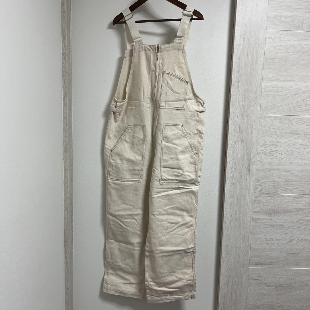 アイボリー コットン オーバーオール