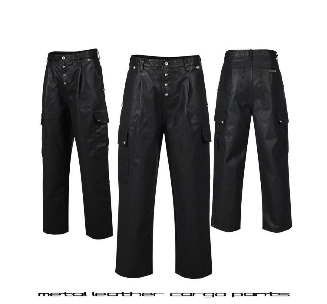 ROSEN KREUZ metal leather cargo pants