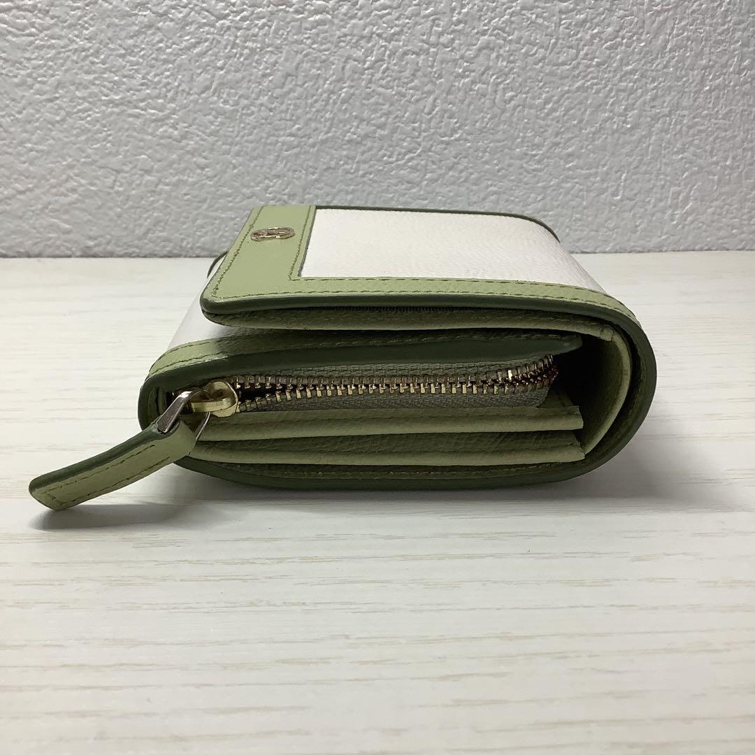 アニエスベー ミニウォレット 二つ折り財布 ライトグリーン