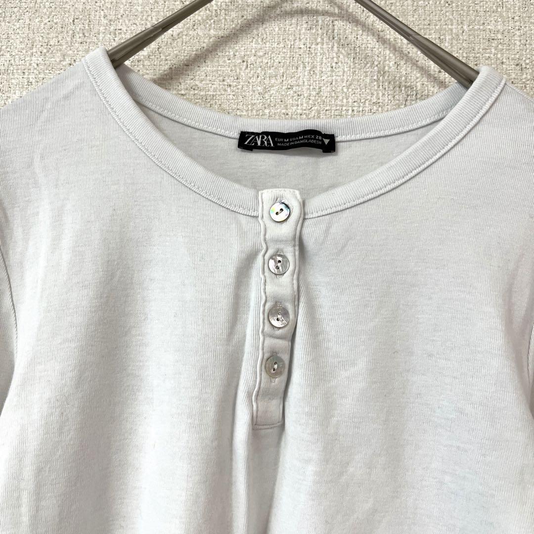 ZARA】ザラ ヘンリーネックTシャツ 長袖 カジュアル トップス