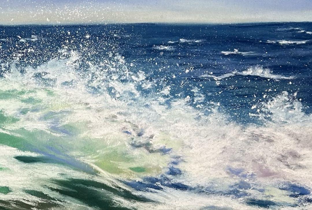 荒波の景色 パステル画 原画 絵画
