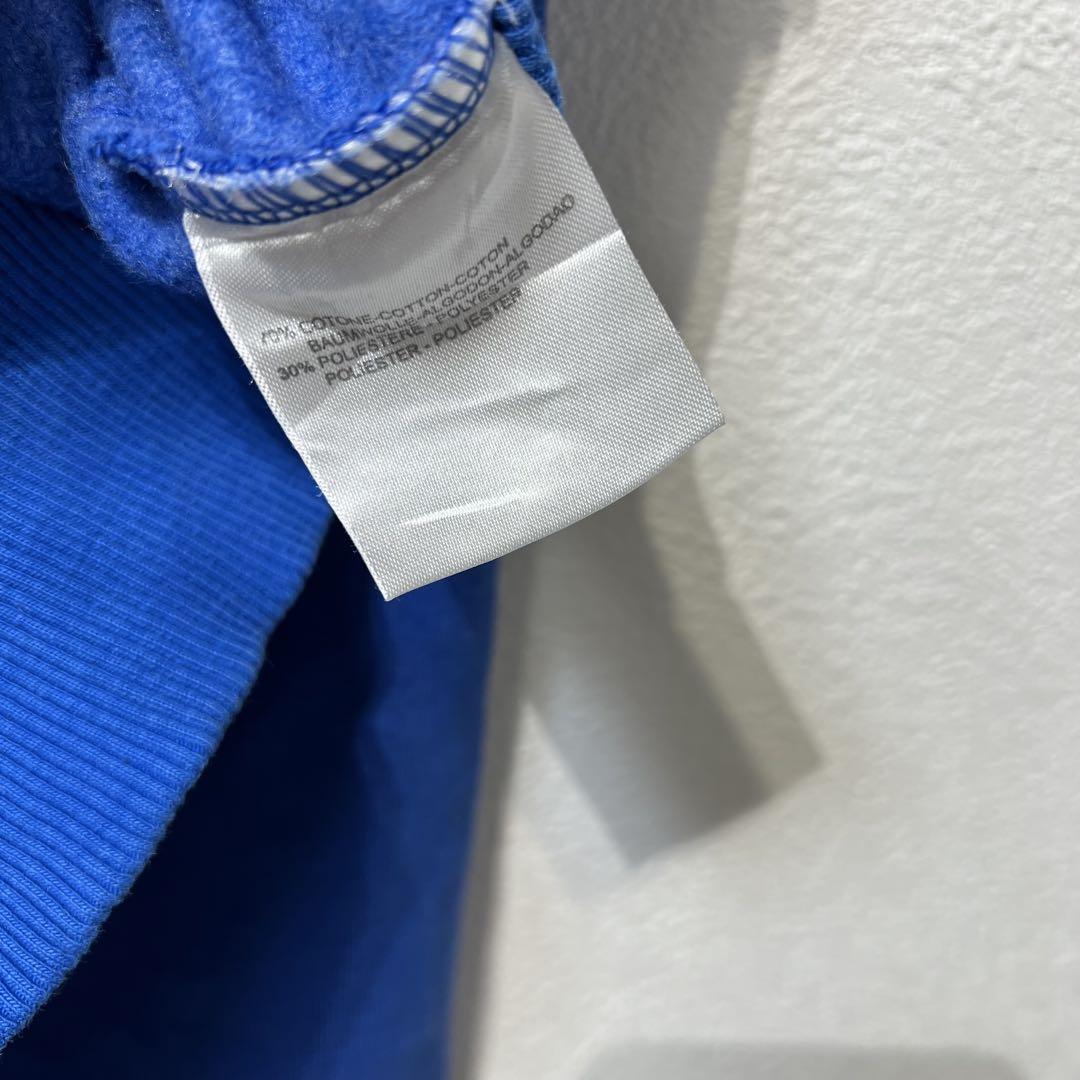 【US規格】希少 adidas プリントロゴ スウェット パーカー ブルー青 L