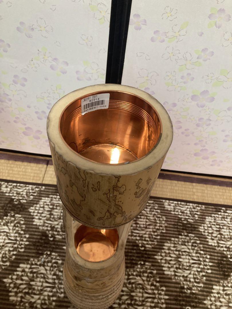 花器　華道　生け花　竹製　竹筒  根付二重筒　2段　根付き