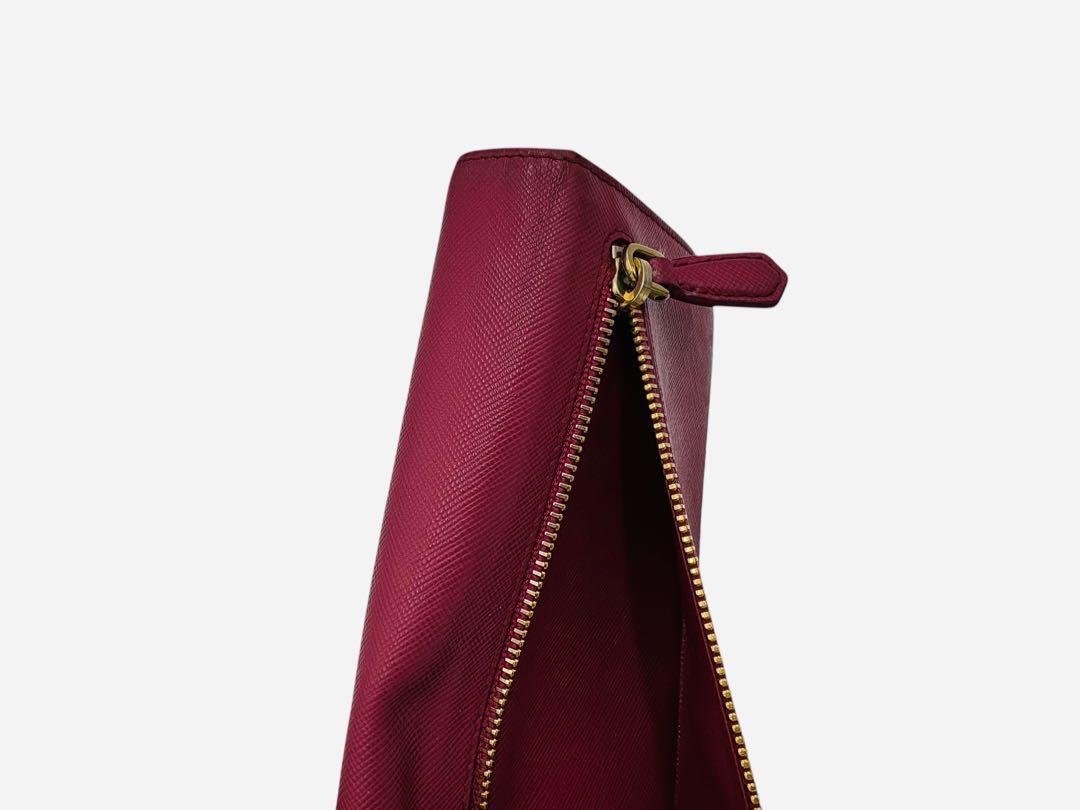 PRADA プラダ サフィアーノレザー 長財布 ピンク ゴールド リボンモチーフ