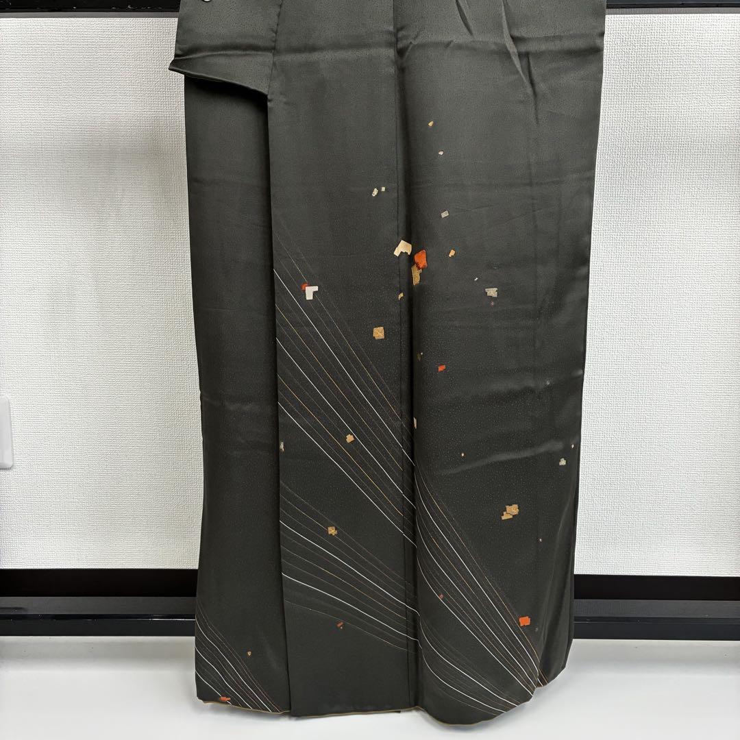 刺繍 金彩 裄66.5 紋無し 素敵 付下げ 訪問着 着物 正絹 U-67340