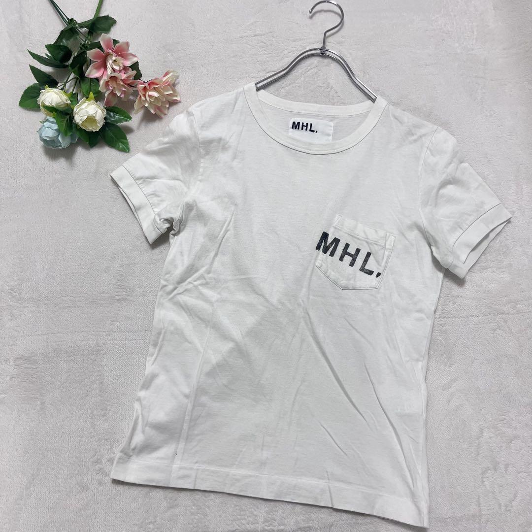 エムエイチエル【Ⅱ】【M】コットン100% ポケット付き 半袖 Tシャツ ロゴ