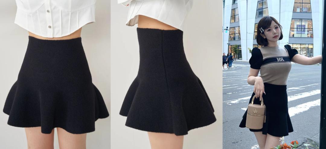 ダーリッチ darich ハイウエストニットミニスカート BLK FL