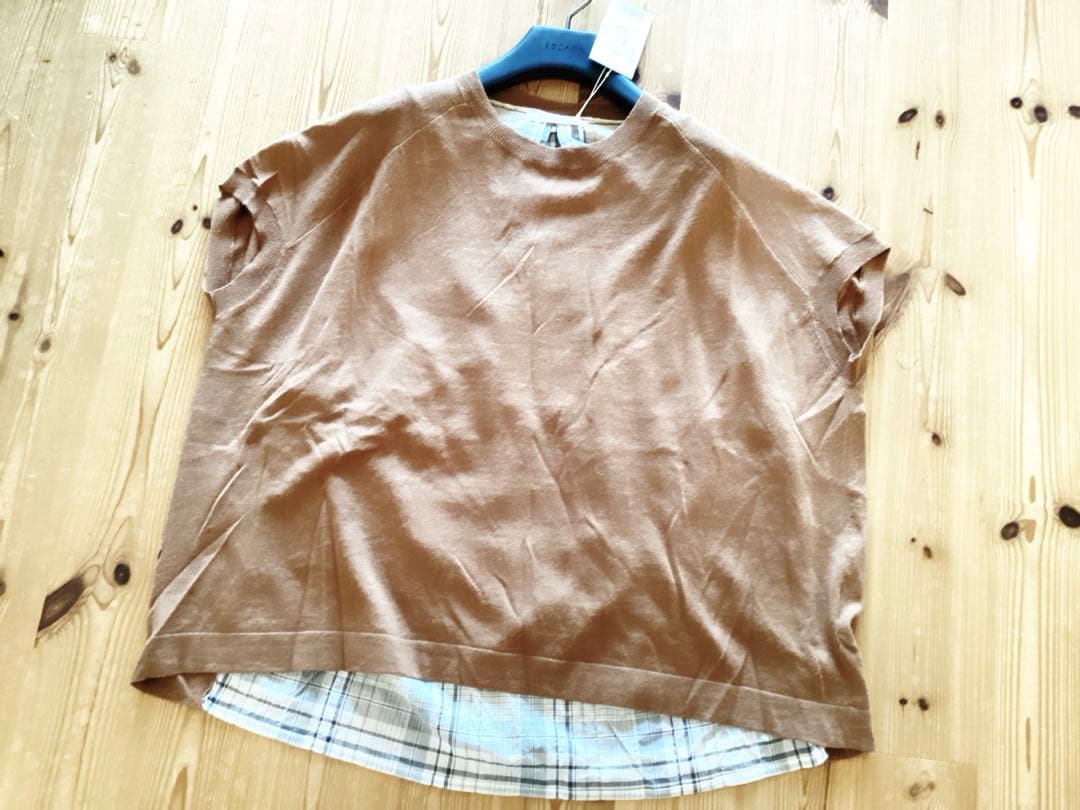 【TANG】綿×麻背中切り替えゆったりデザインニットカットソー 定価16500円 【TANG】綿×麻背中切り替えゆったりデザインニットカットソー 定価16500円