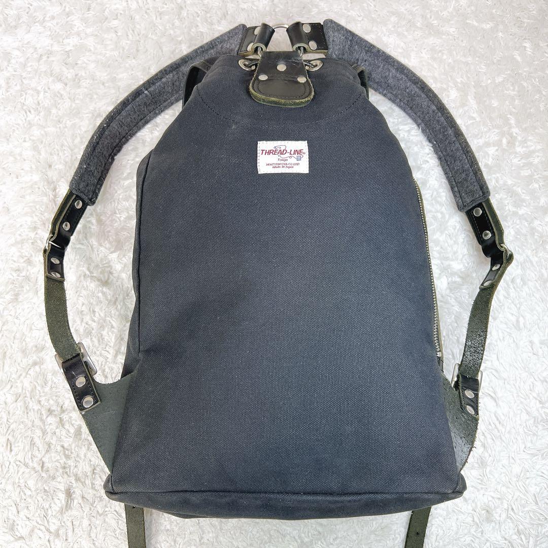 美品✨THREAD-LINE リュック バックパック キャンバス レザー