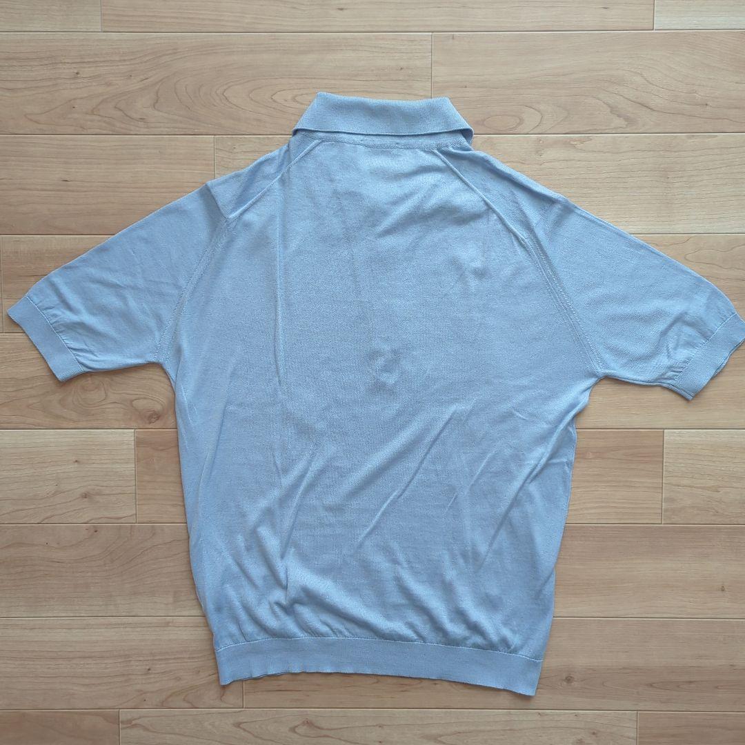 JOHN SMEDLEY ライトブルー コットンニットポロシャツ 半袖