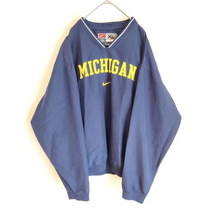 希少】NIKEナイロンプルオーバー ミシガン Michigan XL ネイビー