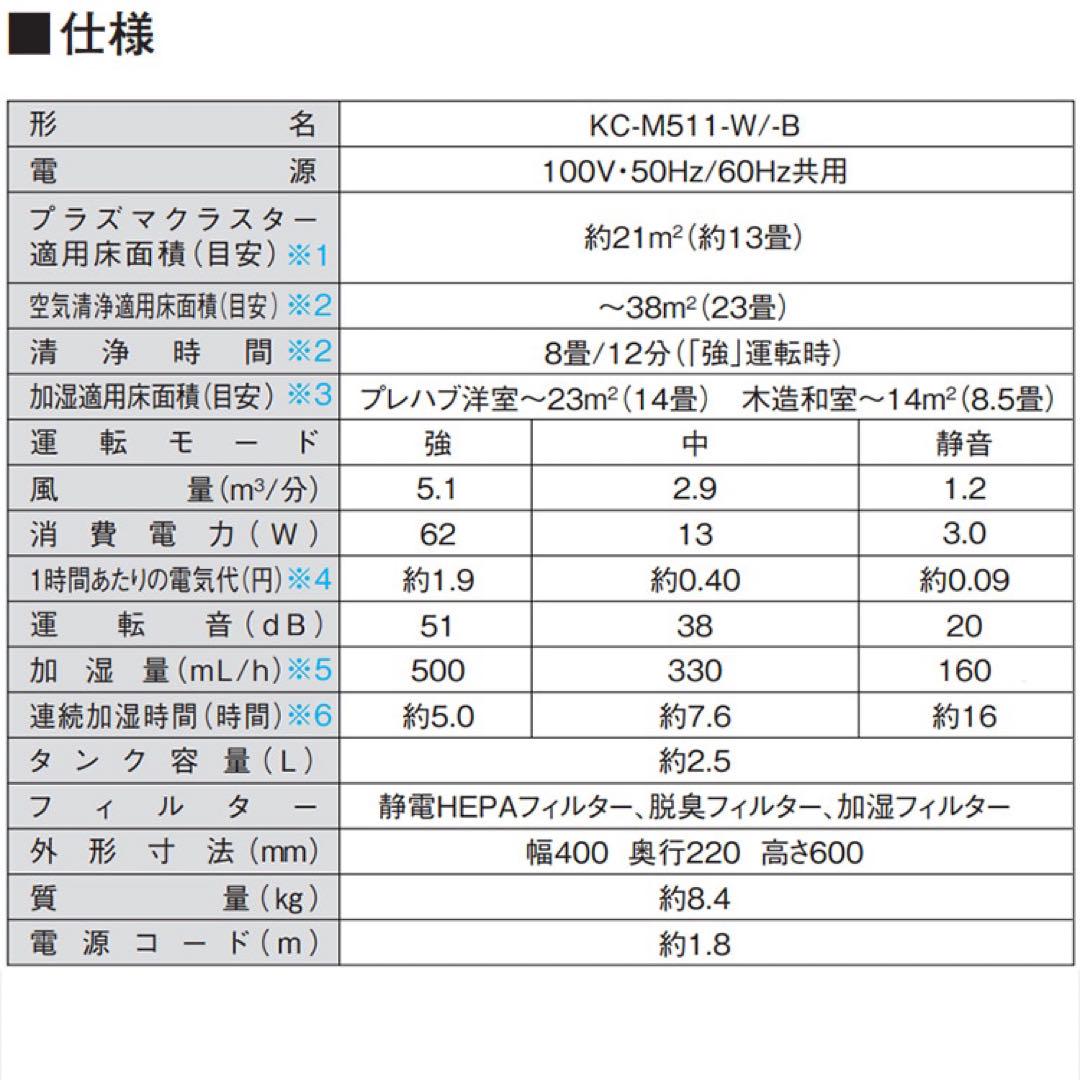 ✨️新品未開封品✨シャープ加湿空気清浄機KC-M511-W