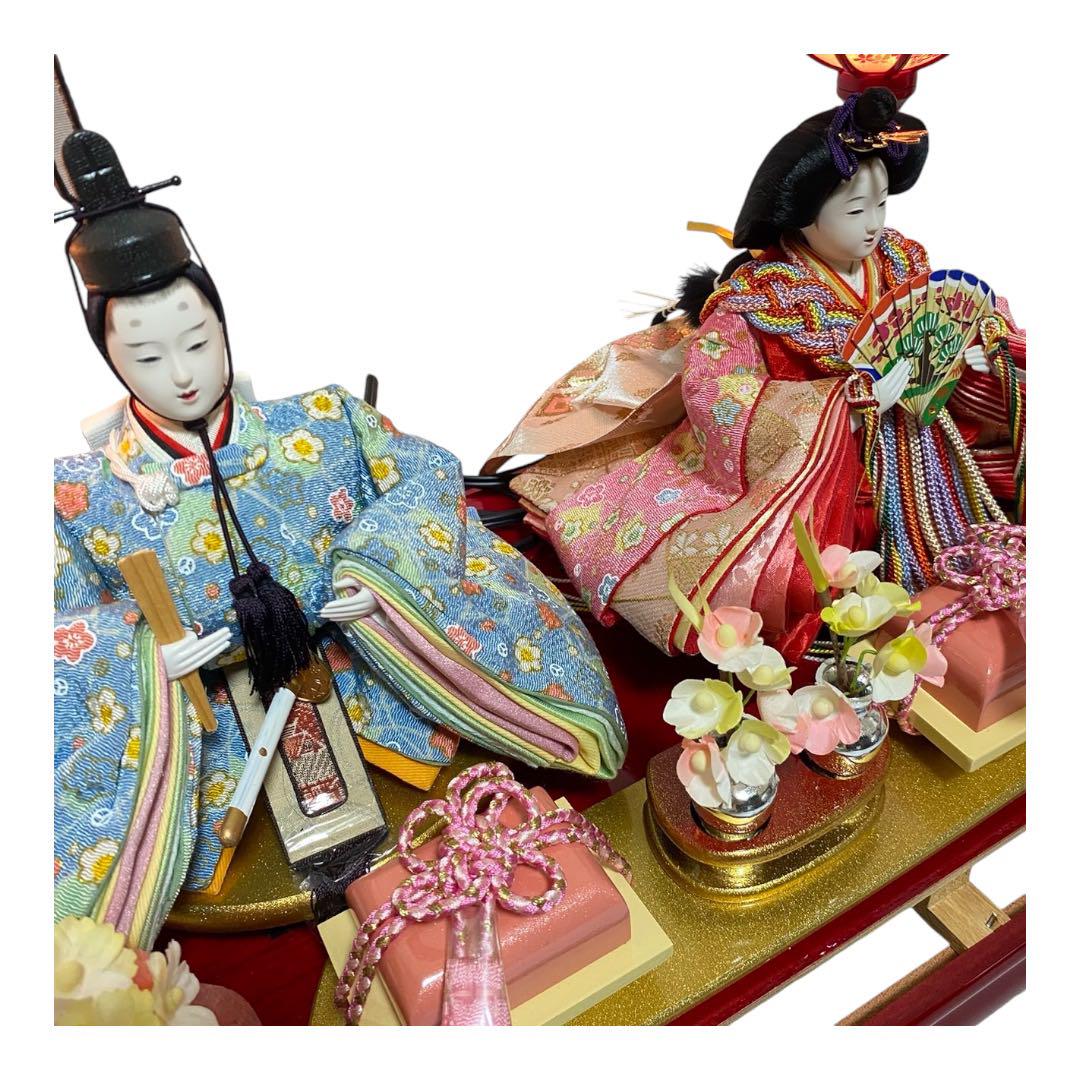 【美品】 雛人形　香寿作　親王飾り　お雛飾り　ガラスケース　オルゴール付き