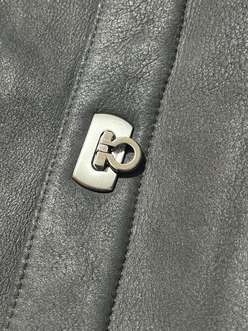 FERRAGAMO フェラガモ ガンチーニ金具 ムートン レザーコート 58