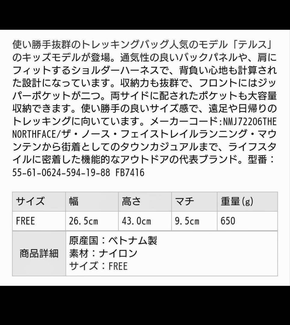 ノースフェイス リュック TELLUS20 ほぼ新品未使用