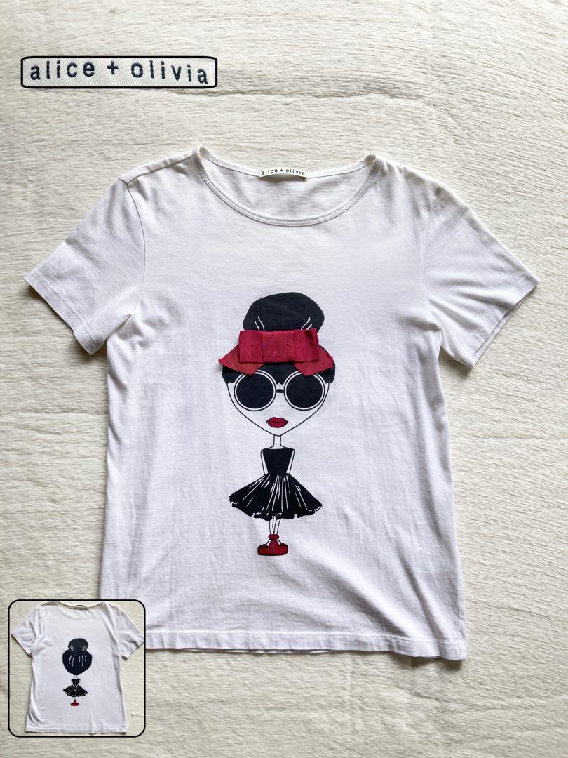 alice + olivia ステイシー　両面プリント リボン　Tシャツトップス