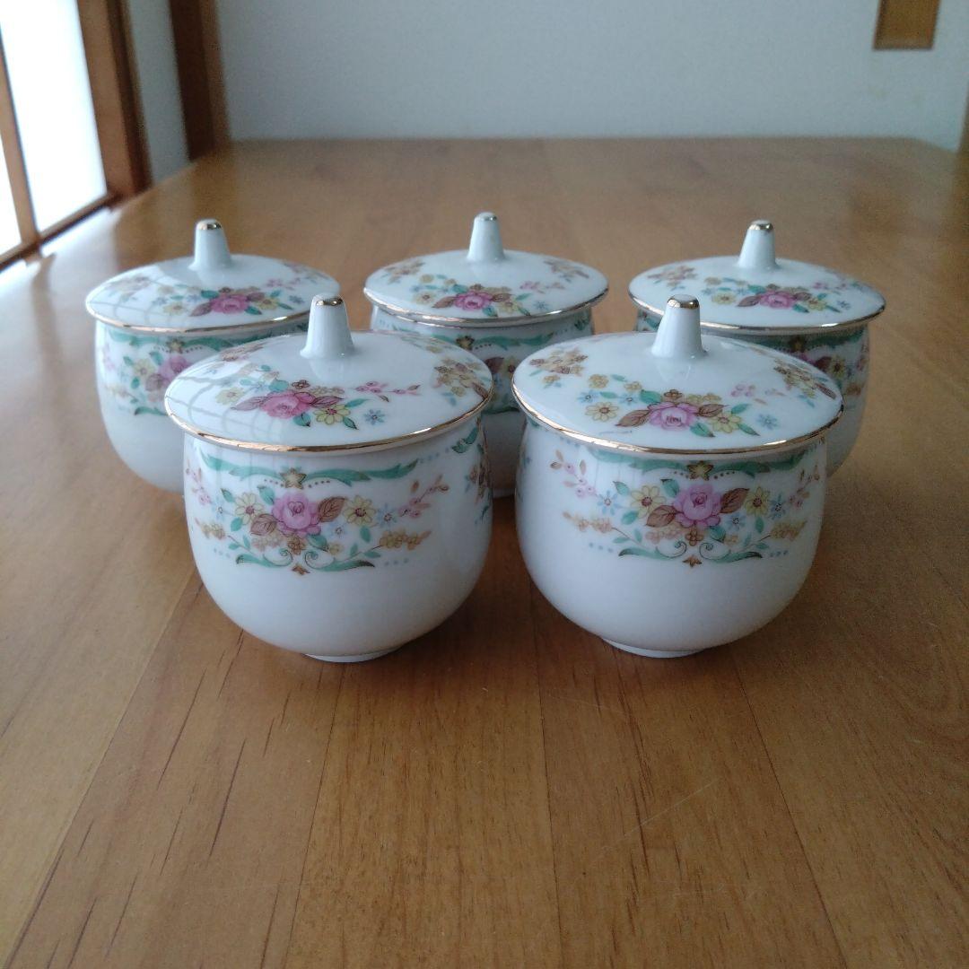 昭和レトロ Fancy China 洋食器 花柄 蓋付き湯呑み 湯飲み