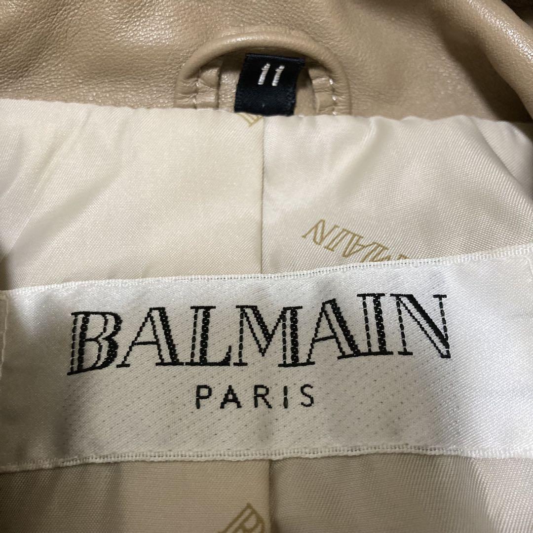 BALMAIN バルマン フード付きレザーコート ラムレザー