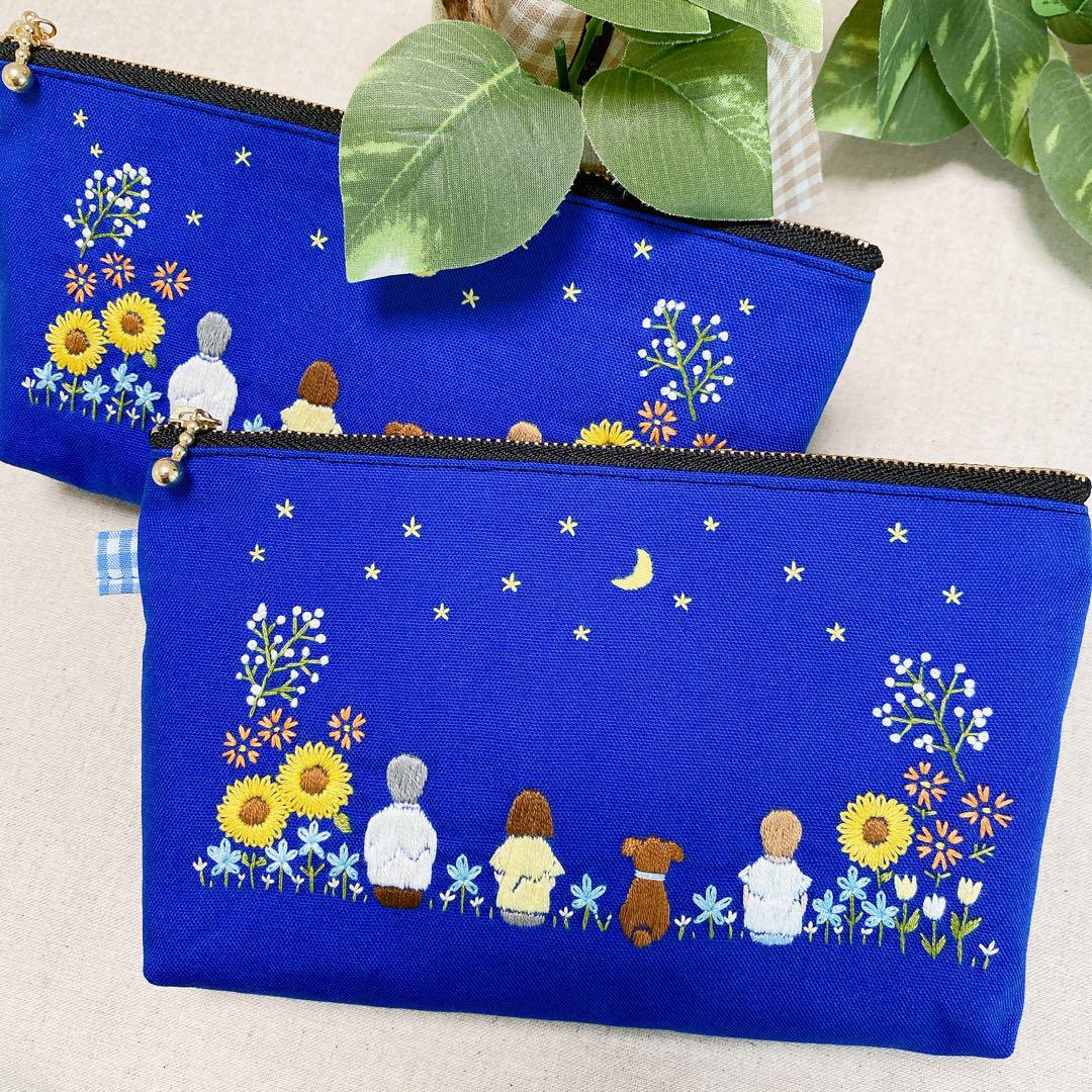 しーな　＊手刺繍ペンケースと大きめポーチ＊ハンドメイド