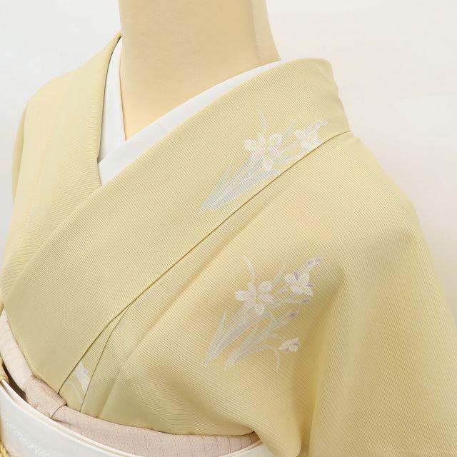 美品 高島屋謹製 夏着物 正絹 絽“砥粉色×天使のような唐花”小紋 E-79