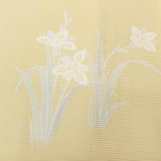 美品 高島屋謹製 夏着物 正絹 絽“砥粉色×天使のような唐花”小紋 E-79