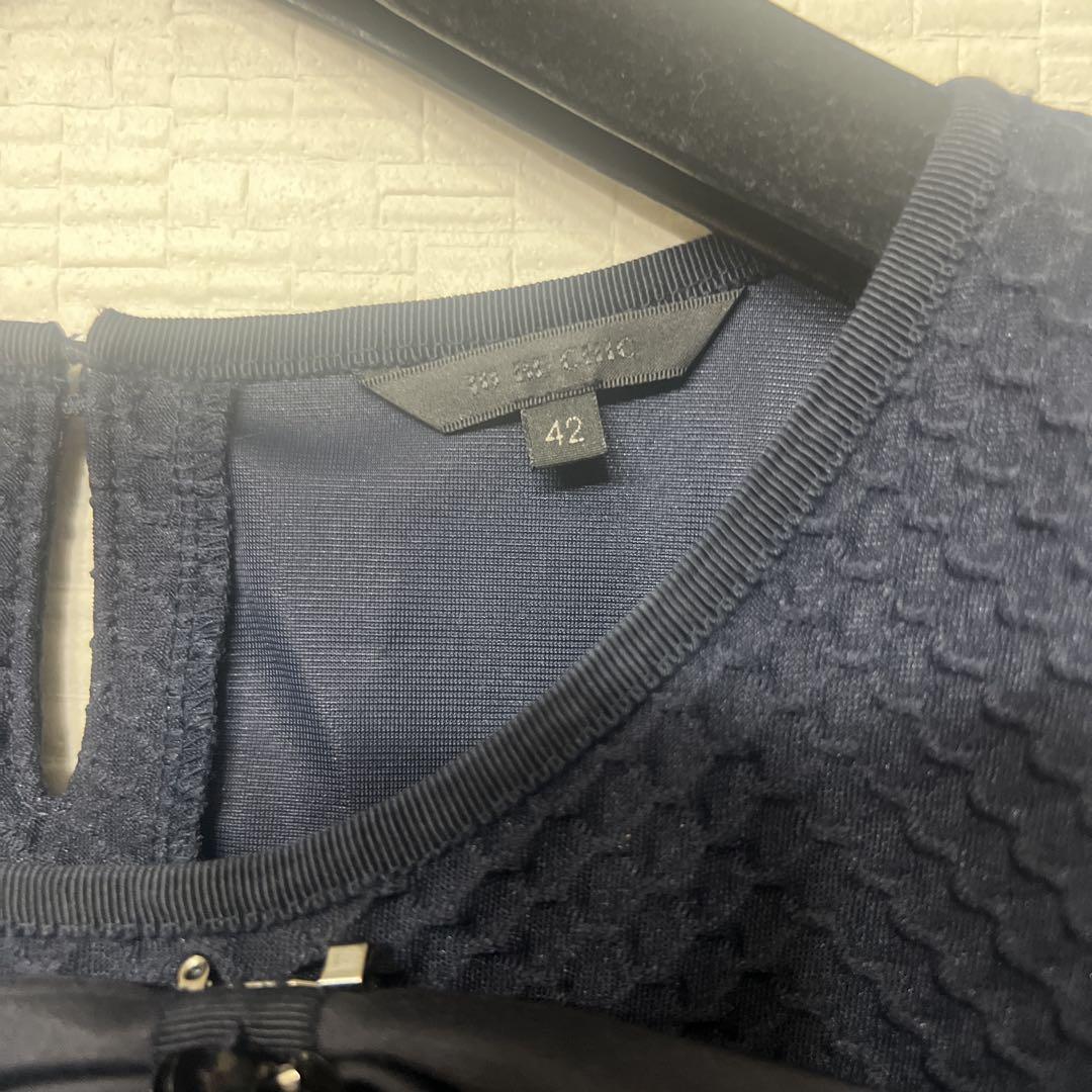 tobechicネイビーフリル袖リボンチュニック☆size42☆