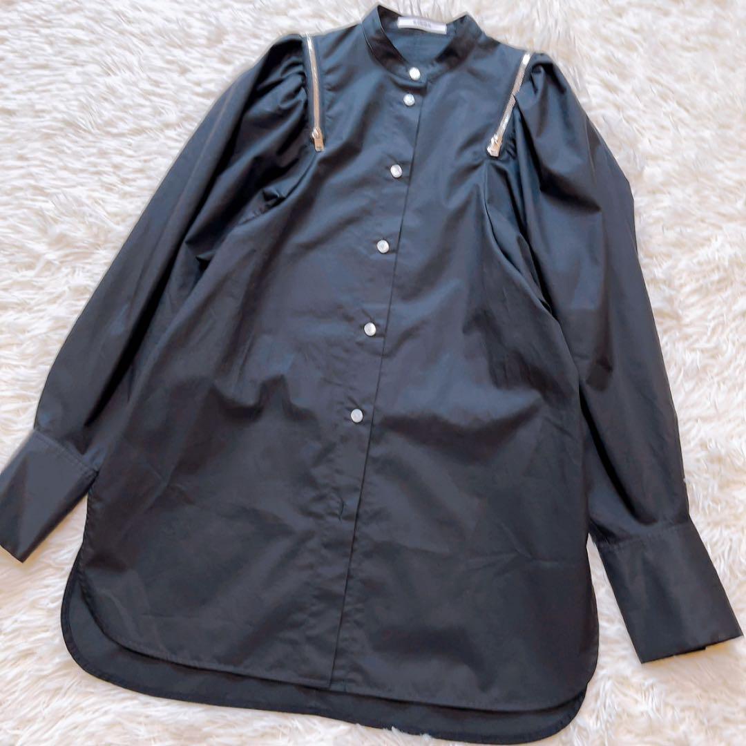 美品♡ CINOH パフショルダーシャツ スーピマ　23SS 黒 36 S